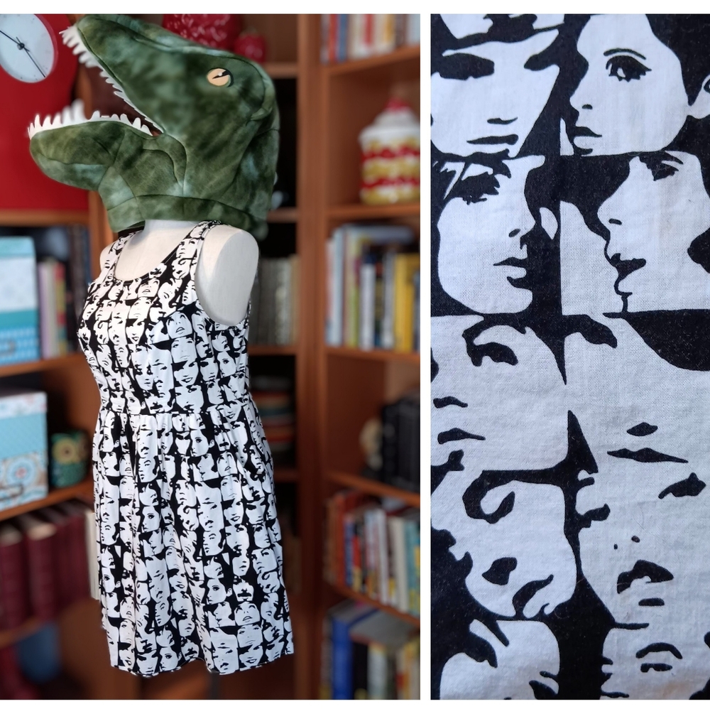 Modcloth Folter "Famous Faces" Black and White Pop Art Dress